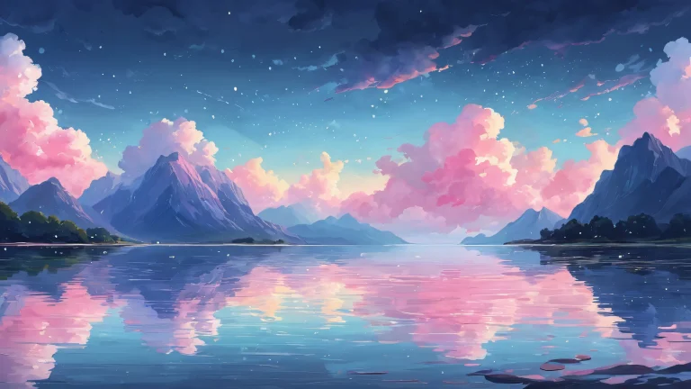 A serene and captivating desktop wallpaper of Ditto in a rainy night atmosphere, perfect for Desktop/PC backgrounds.