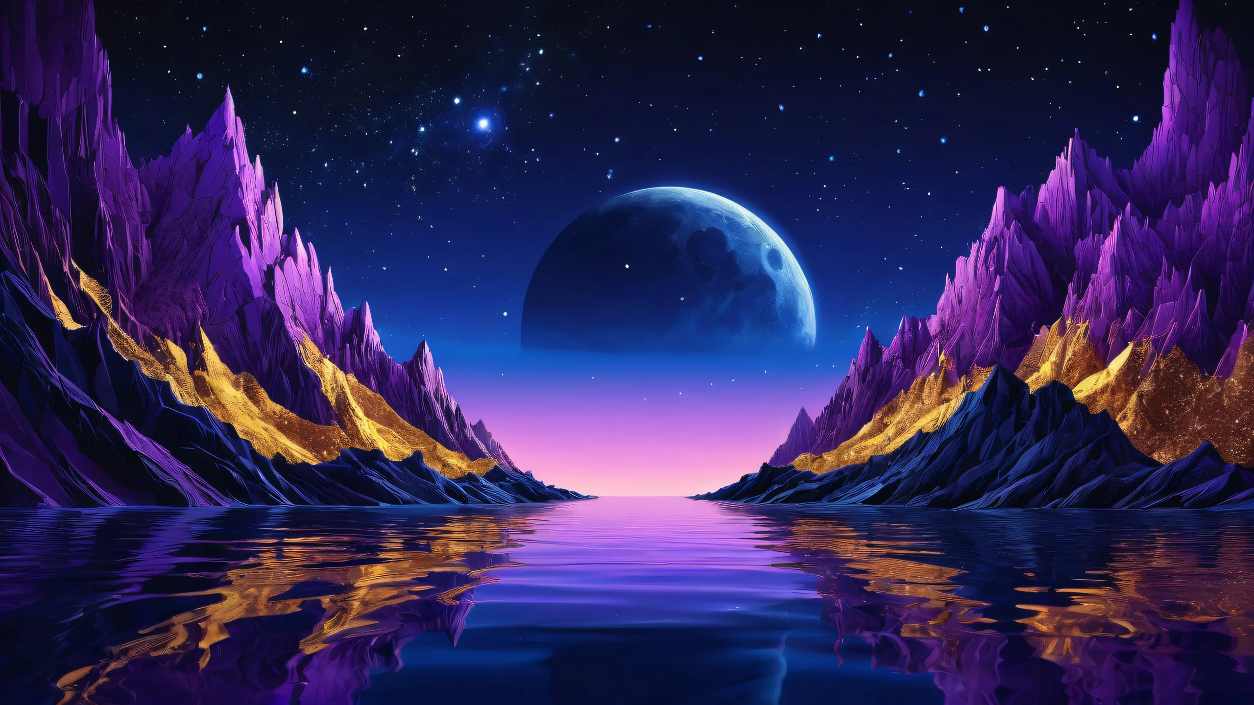 Breathtaking dark blue and purple desktop wallpaper of infinite space with intricate details for a PC or Desktop.