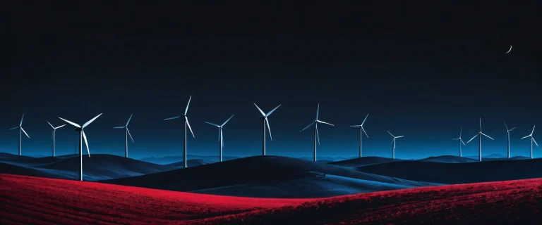 A serene and immersive desktop wallpaper featuring windmills against a vast, pure void, perfect for your PC or Desktop.