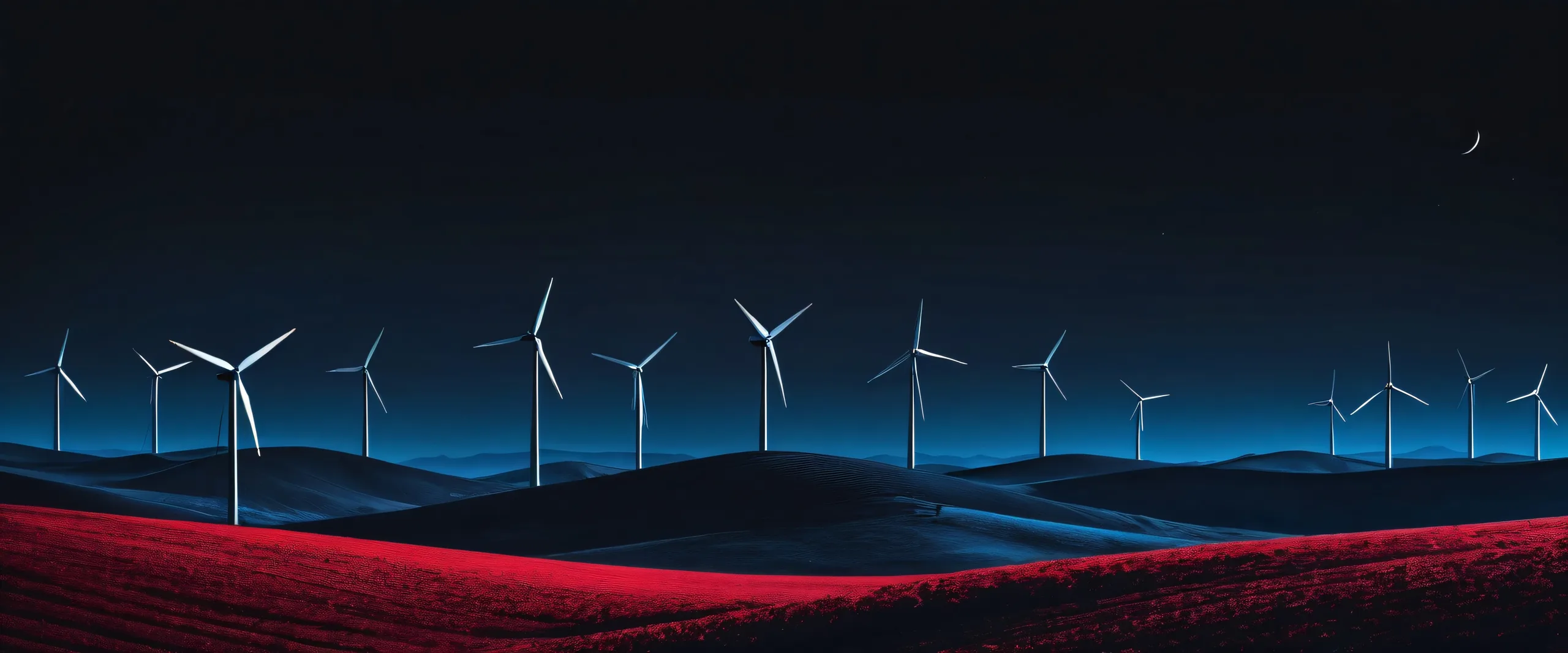 A serene and immersive desktop wallpaper featuring windmills against a vast, pure void, perfect for your PC or Desktop.