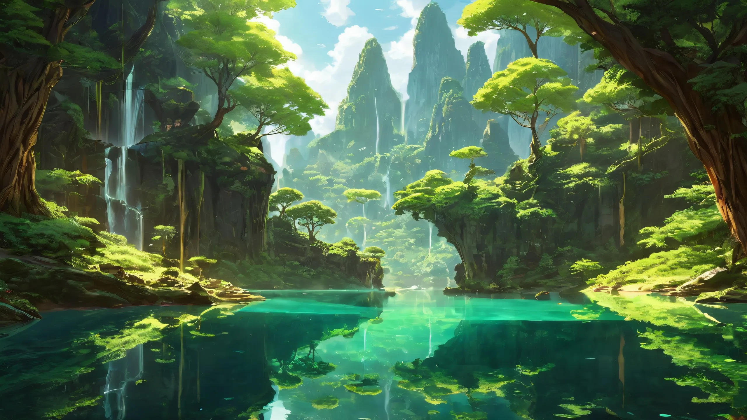 A serene and breathtaking desktop wallpaper featuring a ninja training setting in pristine clarity with radiant lighting, perfect for your Desktop/PC.