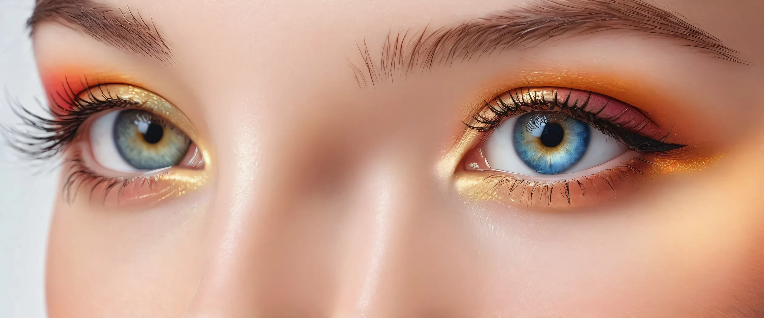 Beautiful face amidst a vast pure void with extreme depth of field on a desktop/PC