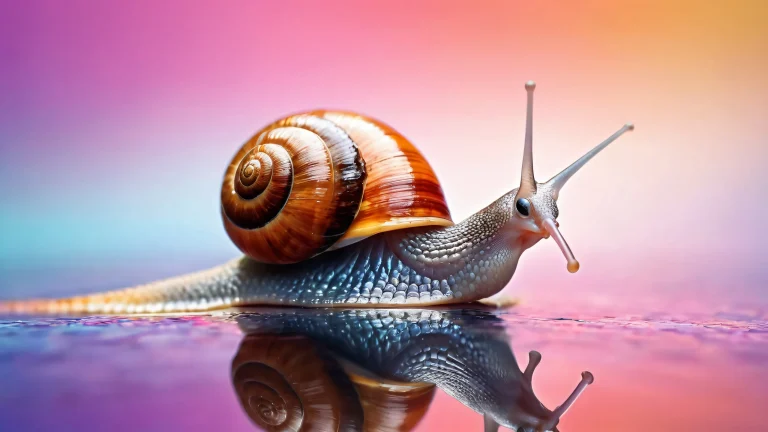 Breathtaking digital art of a snail in a pure void, perfect for desktop use on a PC or Mac.