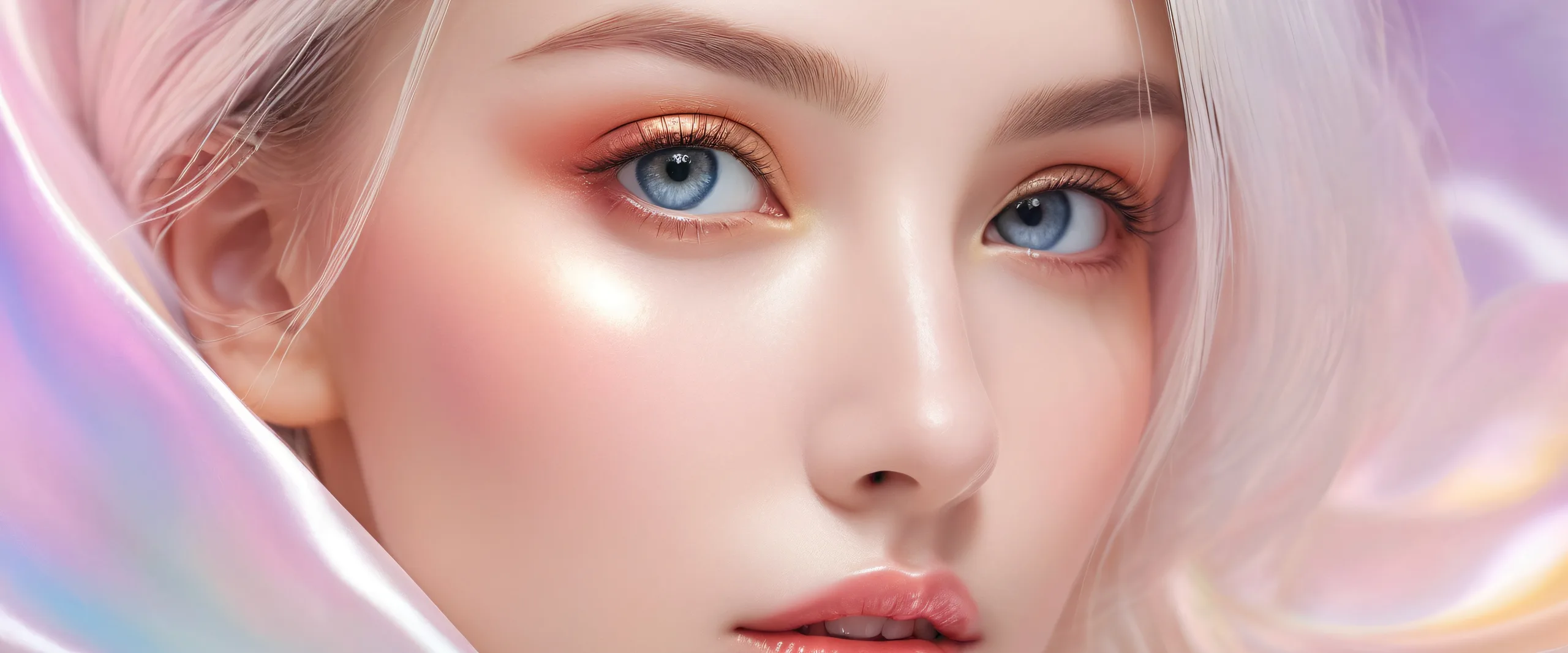 Beautiful desktop wallpaper of a radiant void with brilliant colors and reflections on a clean and pure surface, perfect for a PC or Desktop.