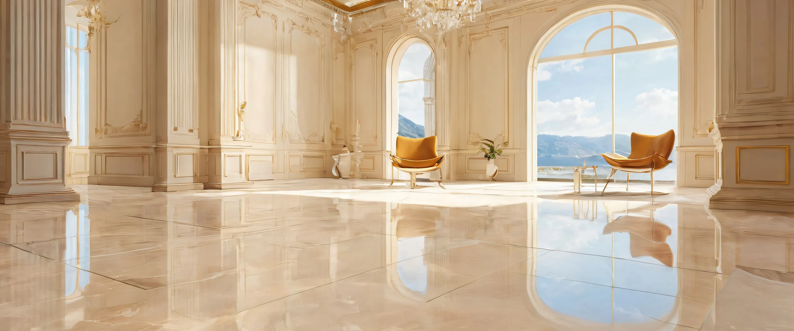 A serene desktop scene of a man standing on beige tile flooring in an extreme void, perfect for your PC or Desktop.