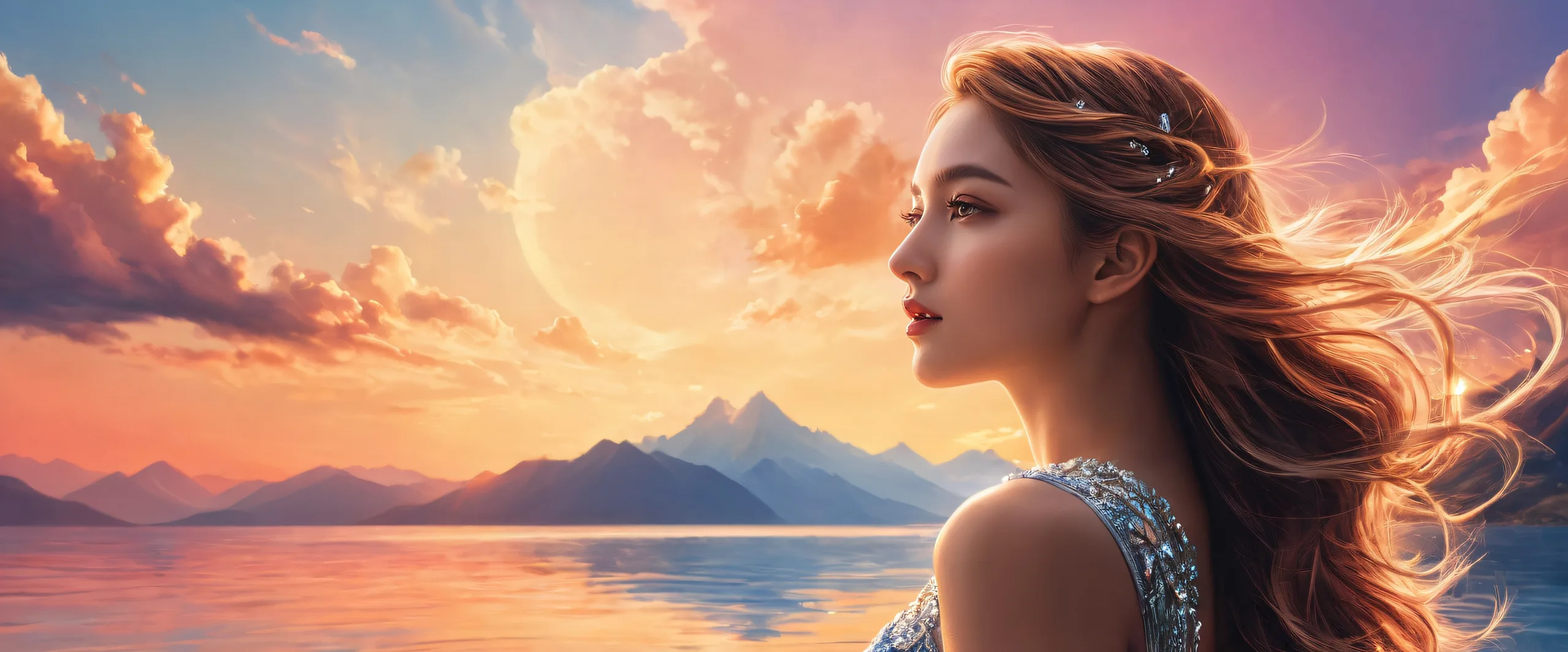 A serene woman in a vast, pure void on a Desktop/PC.