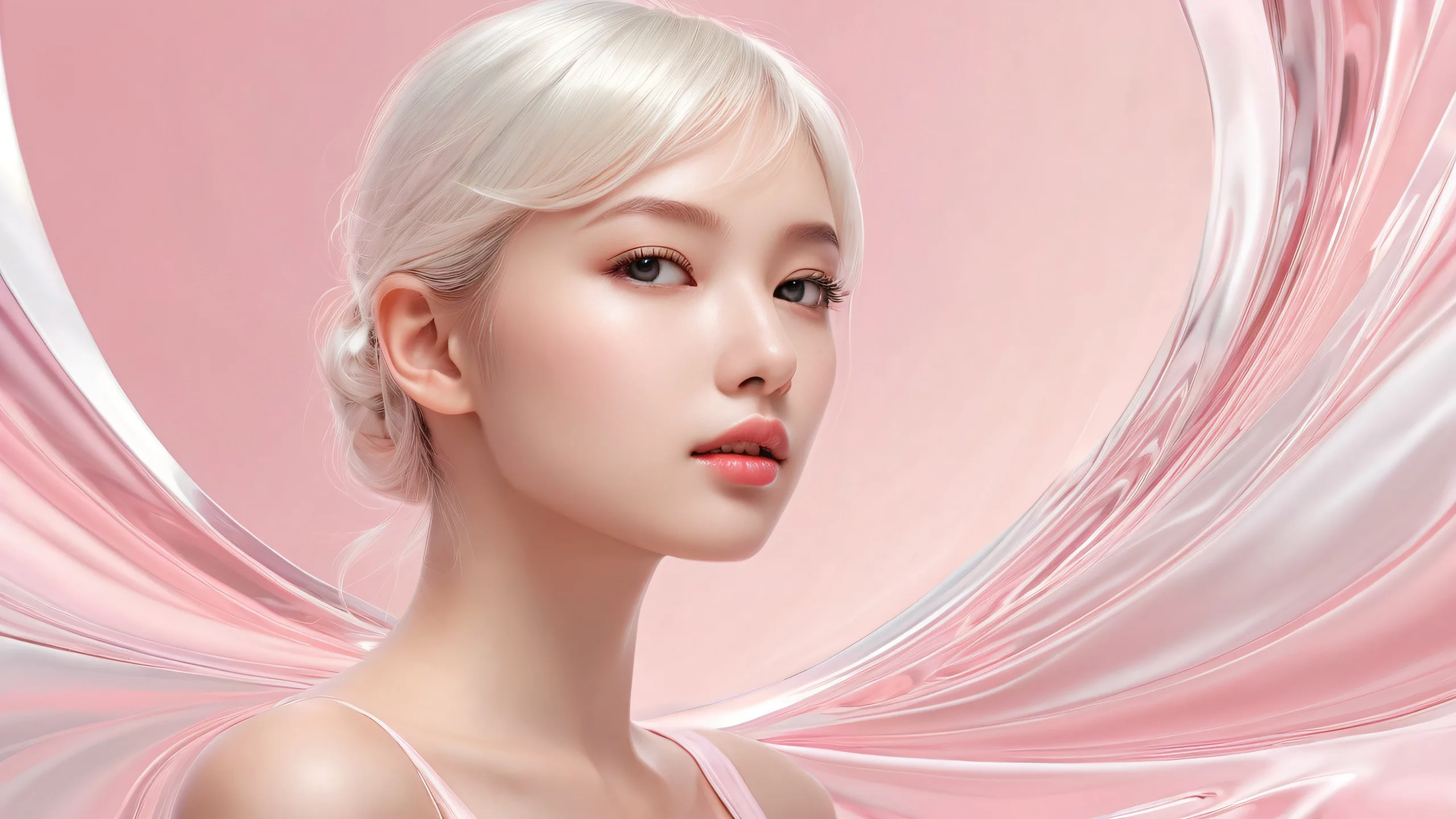 Breathtaking kawaii desktop scene of a perfect void with radiant colors and reflections on a pristine macOS background.