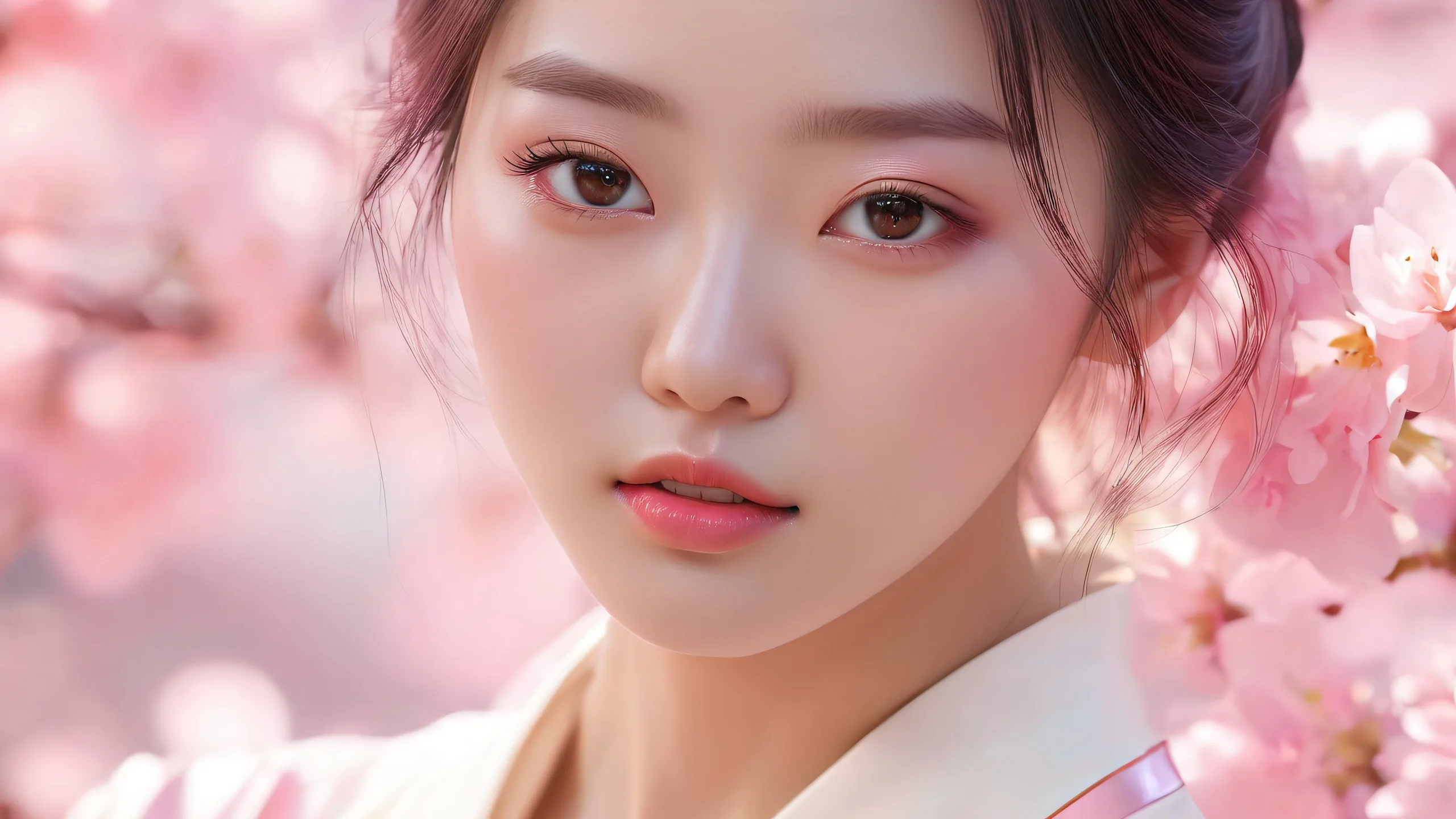 A serene desktop scene of women amidst a vast, pure void, perfect for desktop/pc backgrounds.