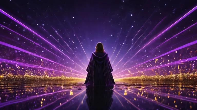 A stunningly beautiful desktop wallpaper of a vast, pure void with radiant colors and reflections on a dark background, perfect for Desktop/PC use.