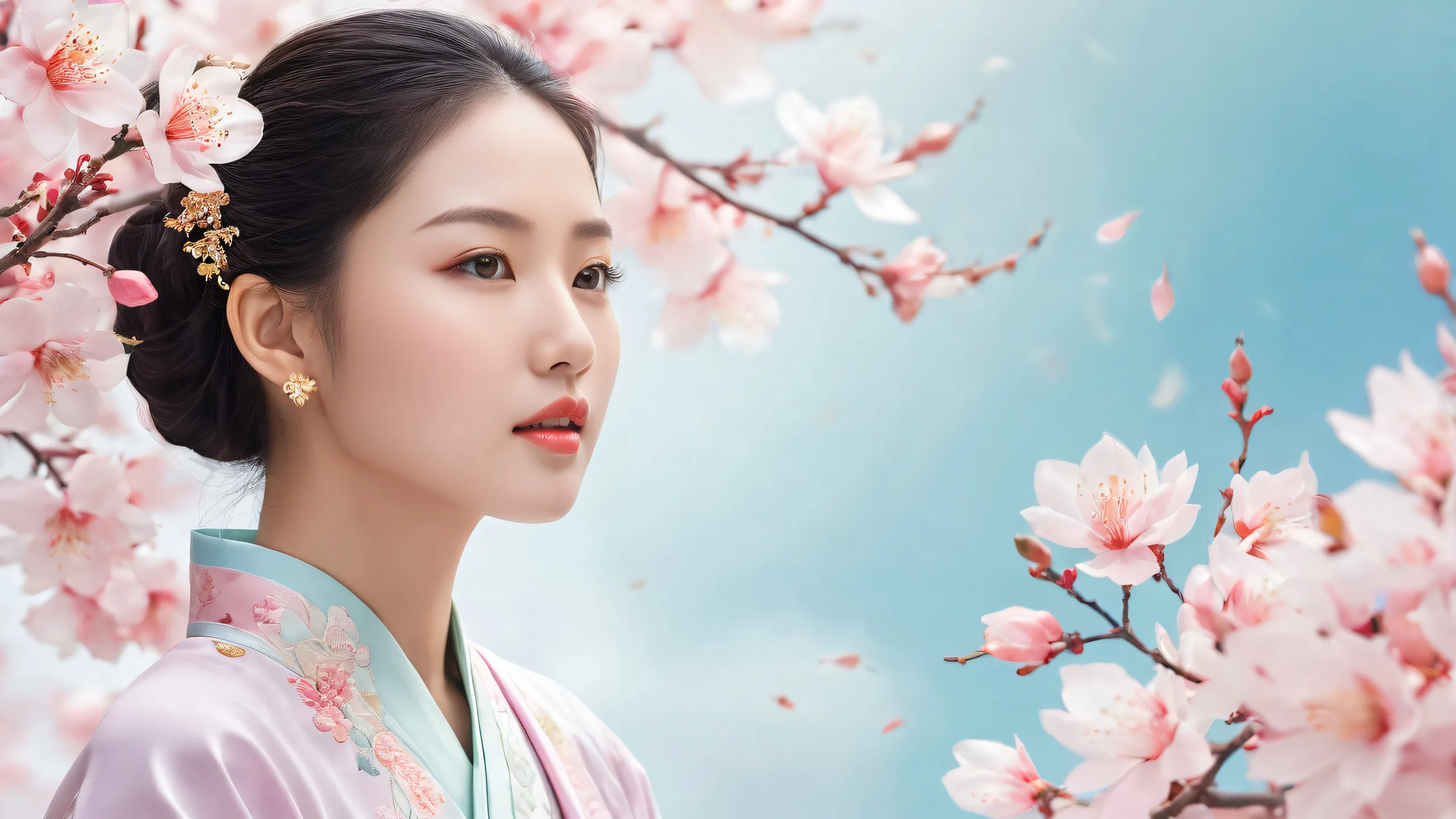 A serene and peaceful desktop image featuring women amidst a vast, pure void with a deep depth of field, perfect for PC or Desktop use.