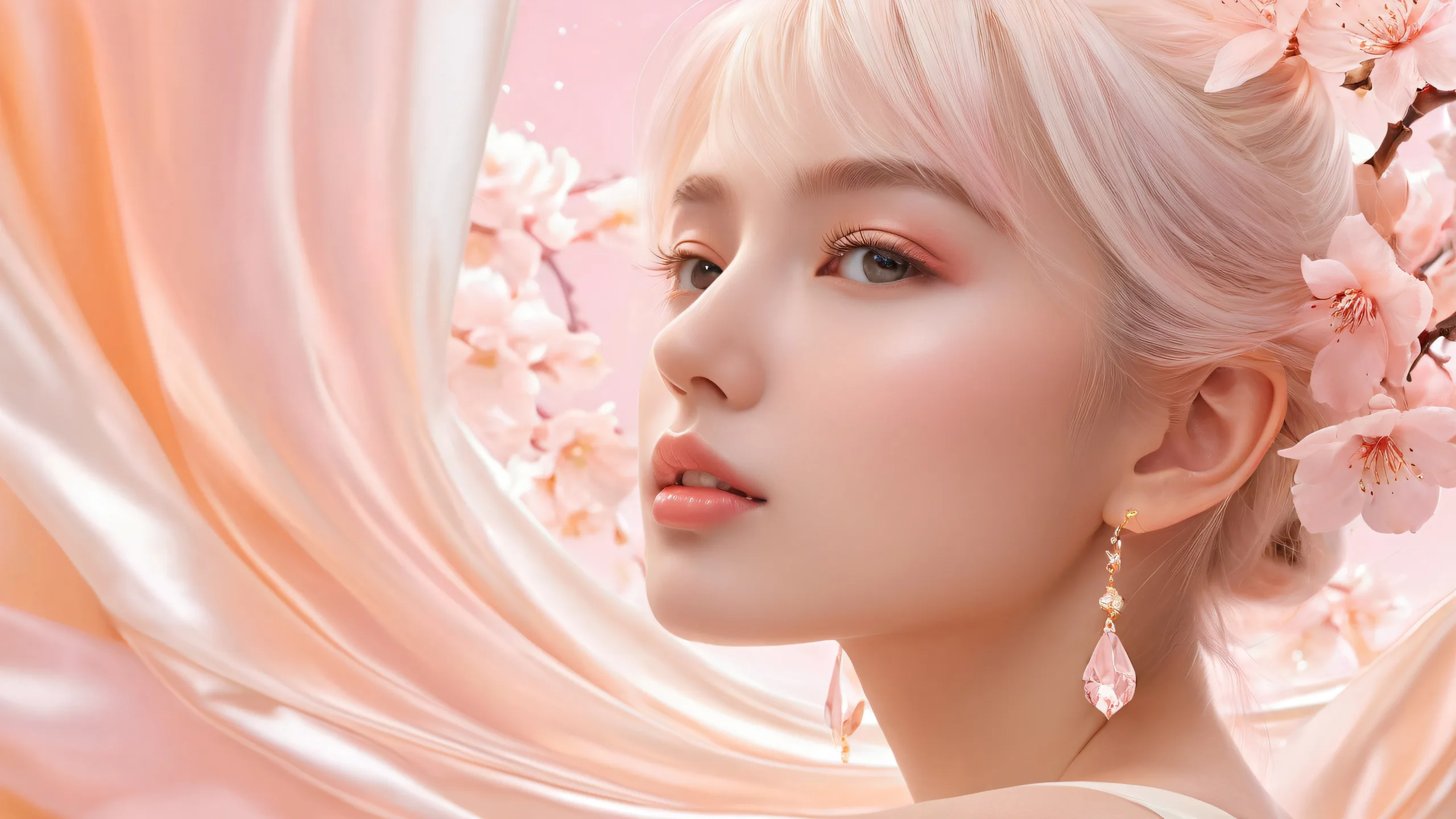 A serene desktop scene of women in a pure void, perfect for PCs and Desktops.