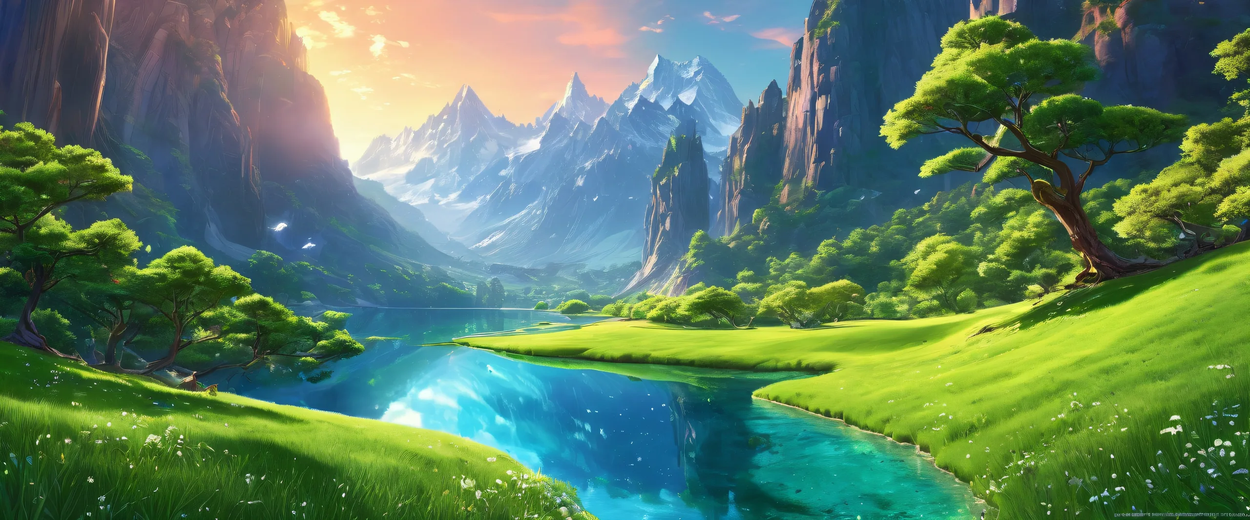 A serene and breathtaking desktop scene featuring an ethereal oasis on a pure void background, ideal for your PC or Desktop.