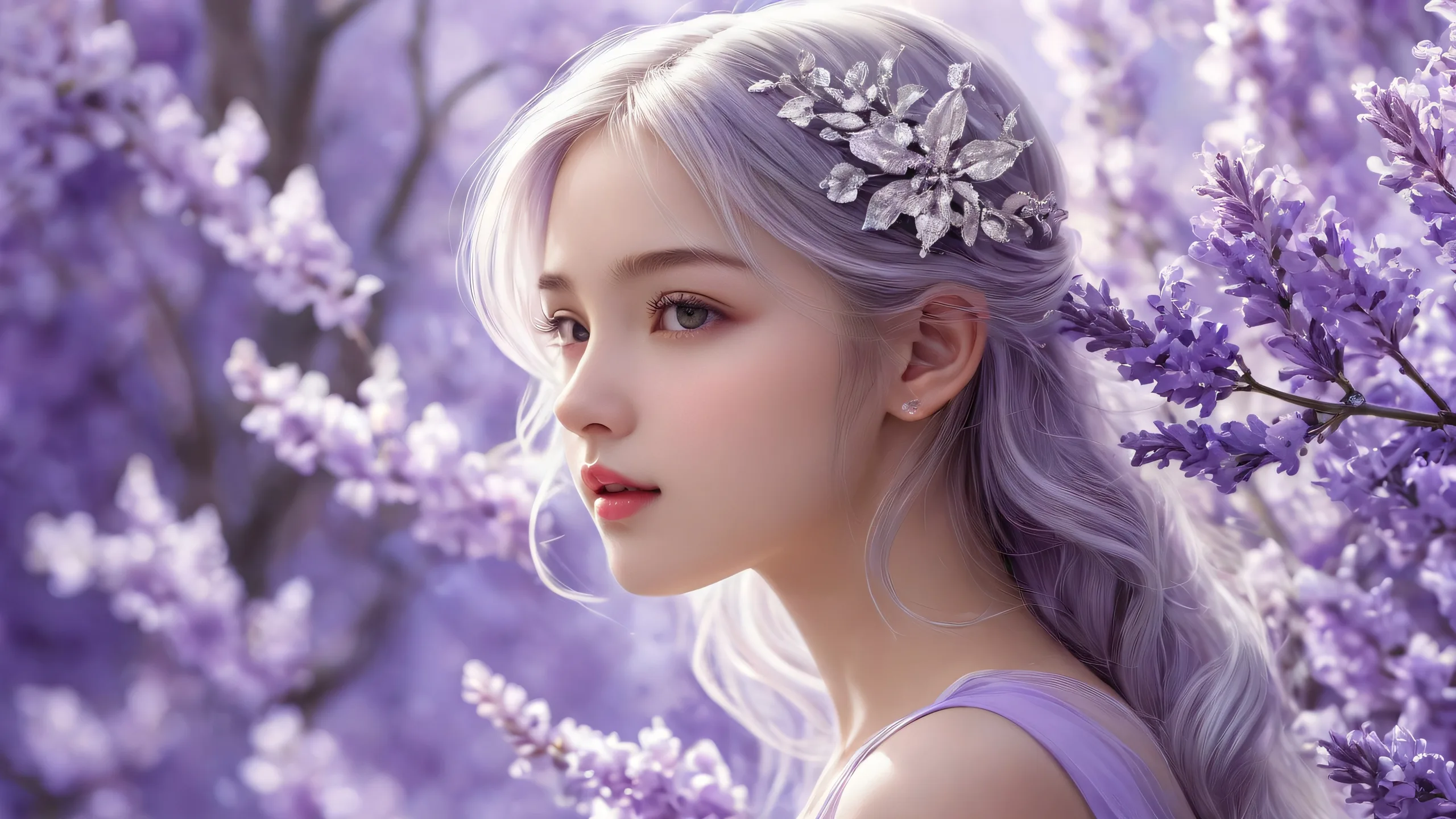 A serene and peaceful desktop scene of a girl surrounded by an endless void, perfect for PC or Desktop use.