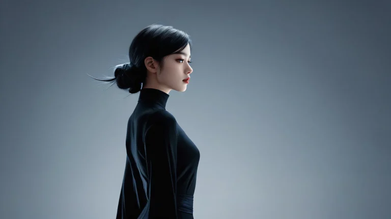 A serene and enchanting digital art piece of a girl standing in a vast, pure void, perfect for desktop use on PC or Desktop/PC.