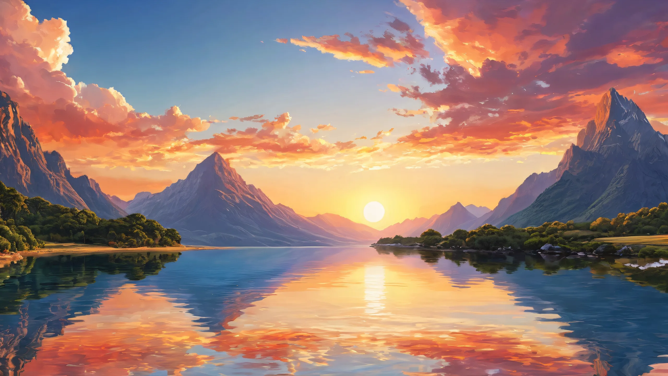 Breathtaking desktop wallpaper featuring a sun-kissed landscape on a perfectly clean void for your Desktop/PC