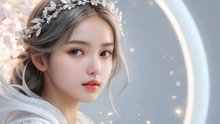 Breathtaking desktop wallpaper featuring a serene 1girl scene in a vast pure void with extreme depth of field, perfect for desktop/pc backgrounds.