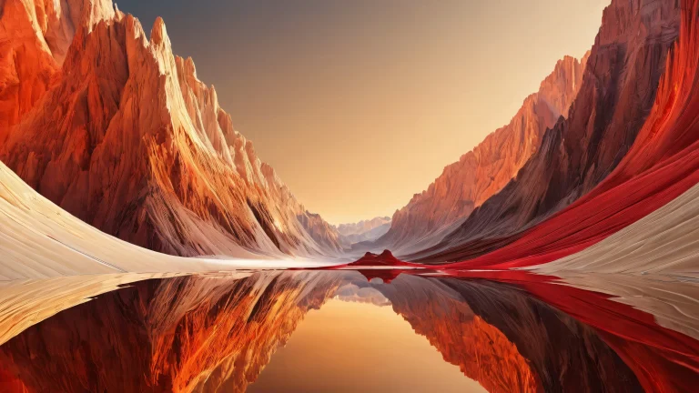 A stunning desktop image of a man surrounded by a vast, pure void with radiant, brilliant colors and ray-traced reflections on a Desktop/PC.