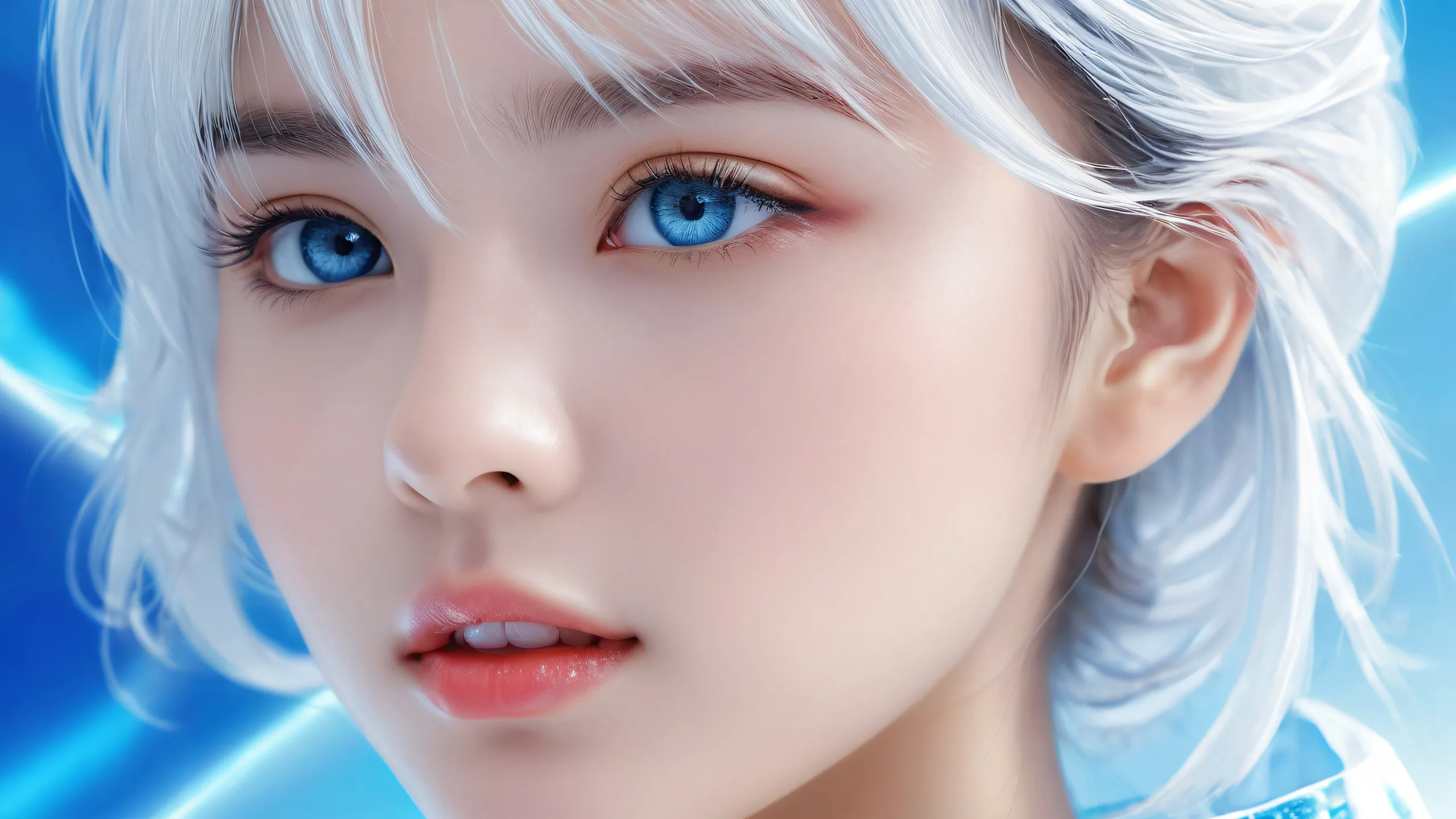 A serene and majestic desktop scene featuring a lone girl standing in a vast pure void with extreme depth of field, perfect for PC or Desktop use.