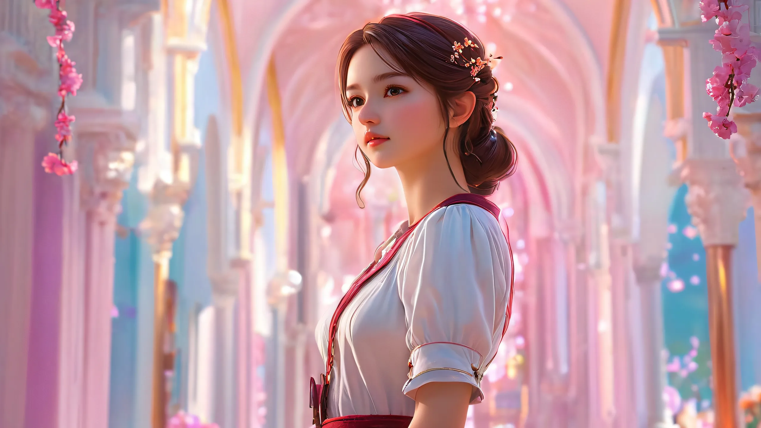 A breathtaking desktop image of a serene girl surrounded by a vast pure void, perfect for your PC or Desktop