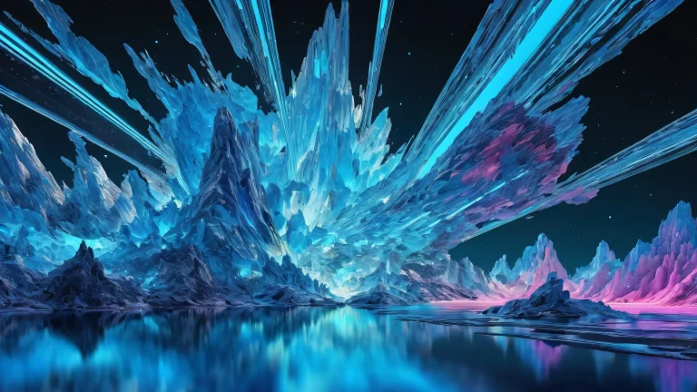 A stunning desktop backdrop of a vast, perfectly clean void with radiant colors and ray-traced reflections on a Desktop/PC.