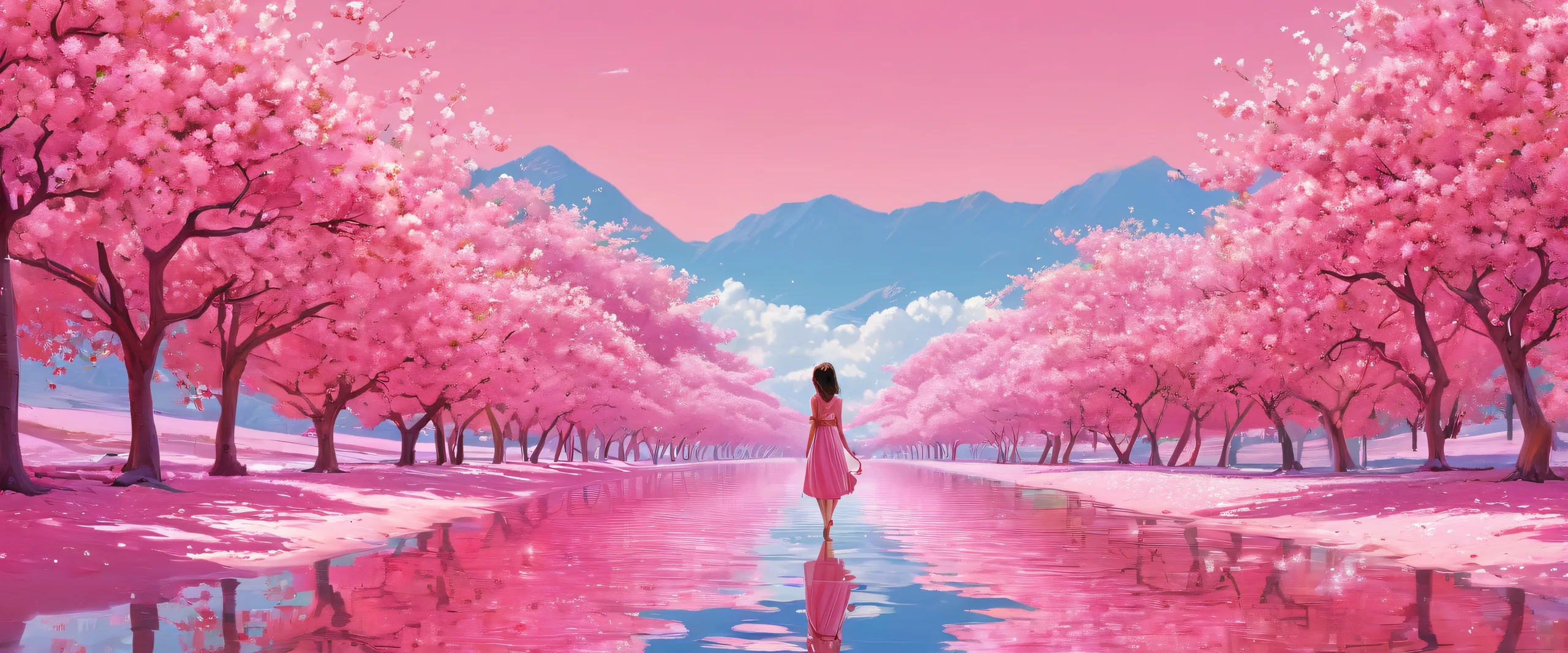 Epic Ethereal Oasis Awe-Inspired Desktop Wallpaper Beautifully crafted desktop image of a girl in a serene void environment, perfect for PC or Desktop, with stunning ray traced reflections and pristine clarity.