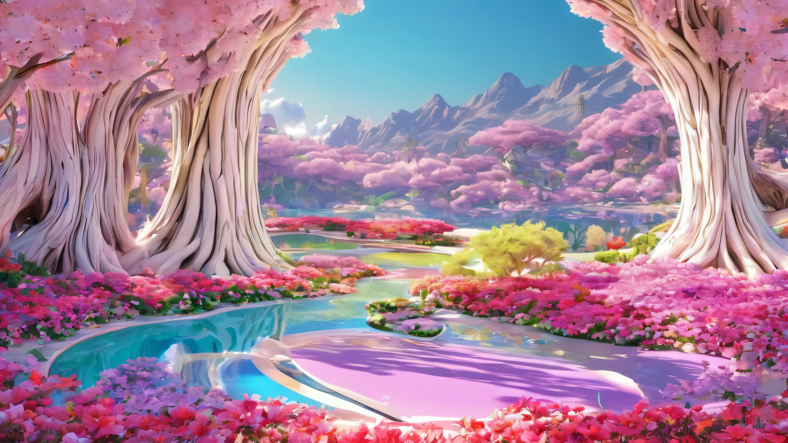 Ethereal Oasis Bloom Aesthetic PC WallpaperPCやデスクトップに最適 A serene and breathtaking desktop background of a pure void with radiant colors, perfect for your PC or Desktop.