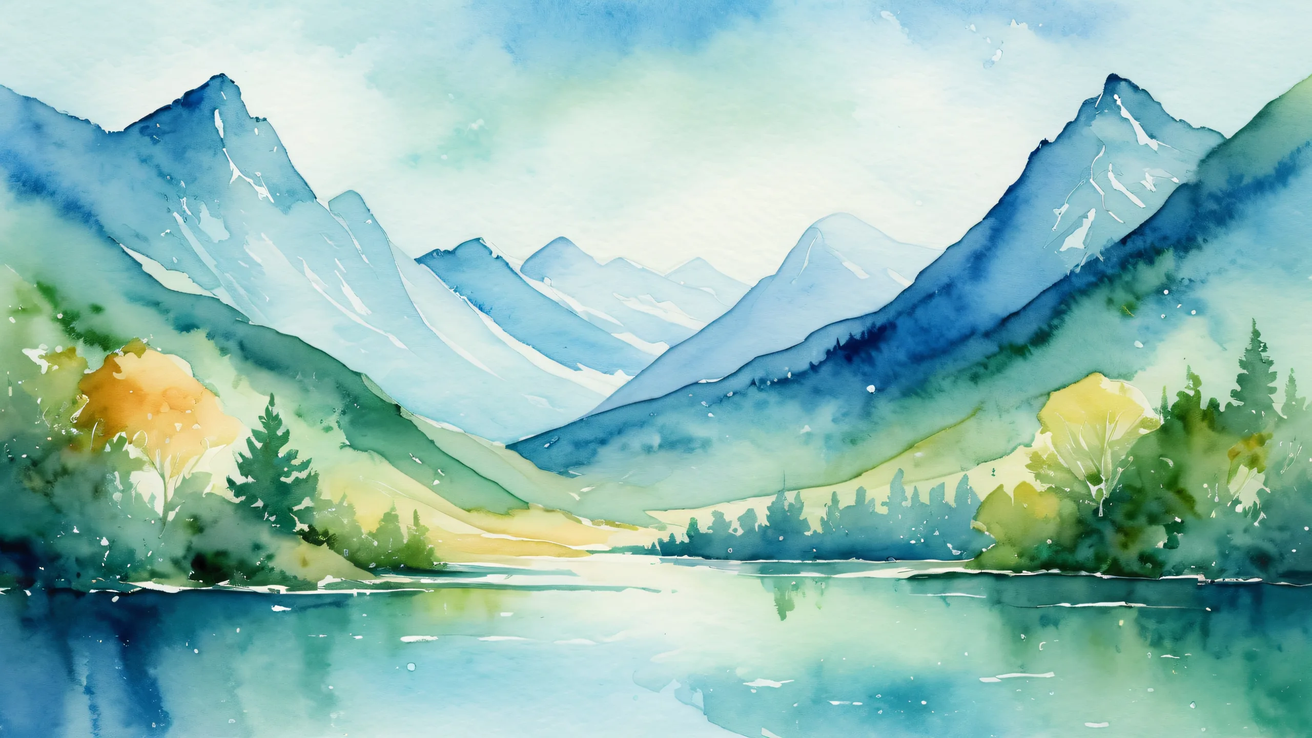 Centered watercolor scene of a void with ethereal lighting and vibrant colors for desktop use on PCs.