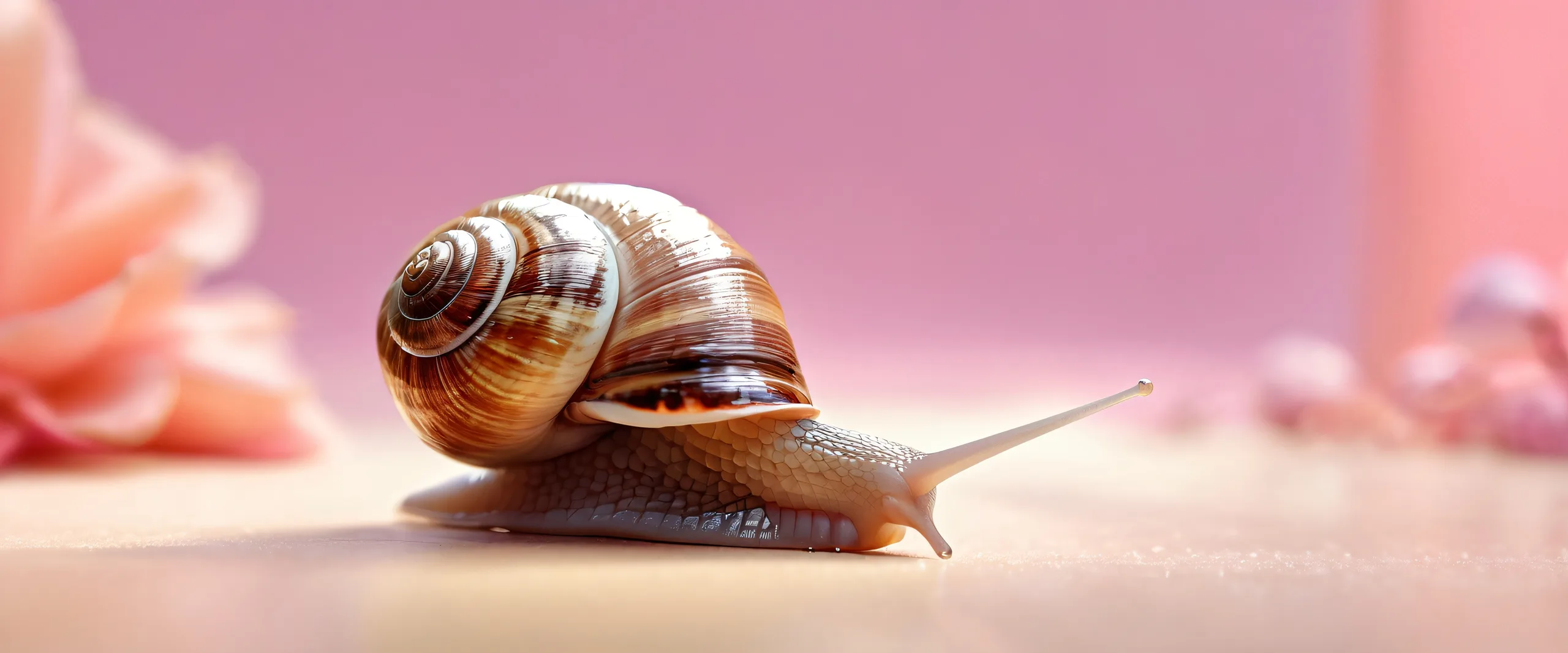 4K Ethereal Oasis Blooms Desktop Background A serene snail emerges from a vast, pure void on your desktop/pc, surrounded by radiant colors and ray-traced reflections.