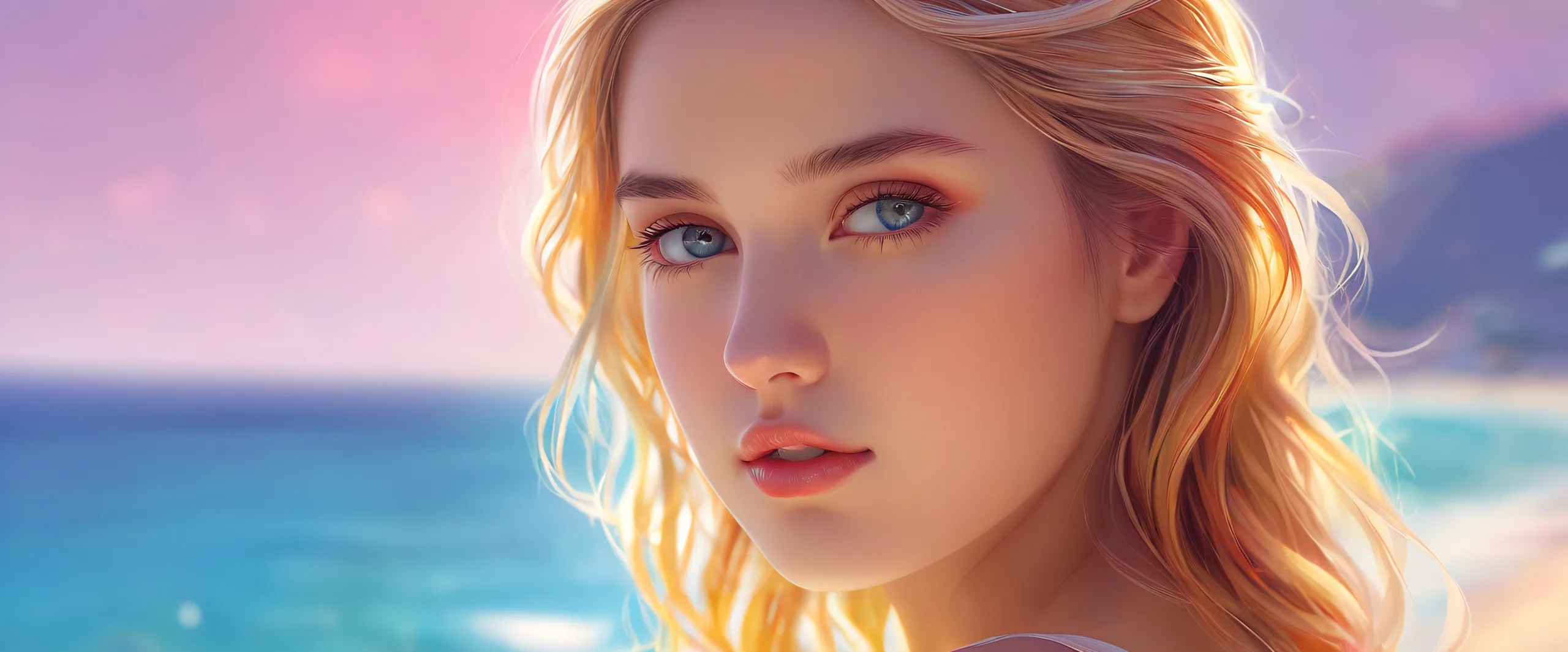 A serene and radiant desktop scene of a girl in a vast pure void, perfectly suited for a PC or Desktop.