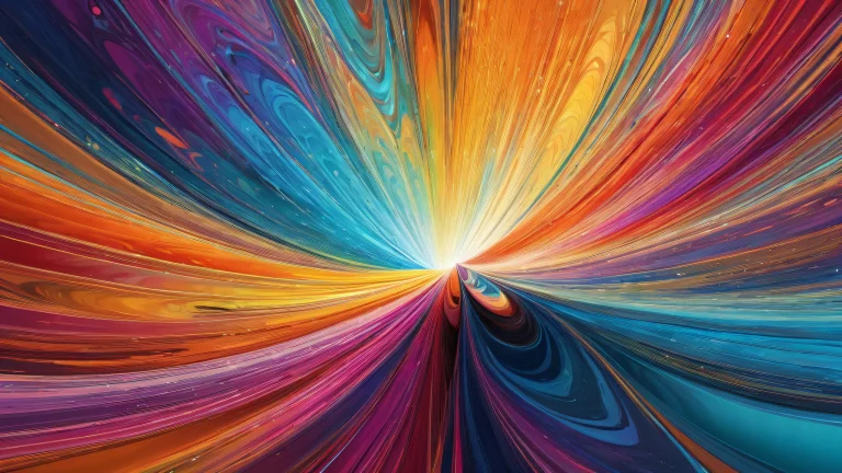 A stunning desktop image of a pure void on a Desktop/PC with radiant colors and ray-traced reflections.