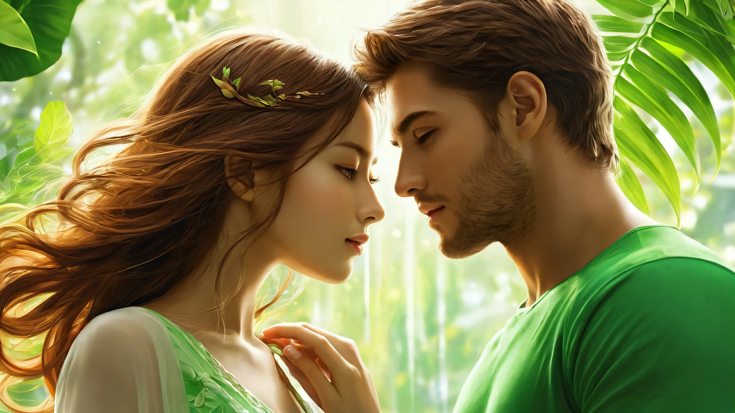 Couple standing in a vast pure void with extreme depth of field, perfect for desktop/pc backgrounds.