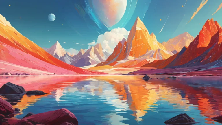 Centered void desktop wallpaper with radiant ethereal lighting and vibrant ink wash hues, suitable for PC or Desktop/PC.