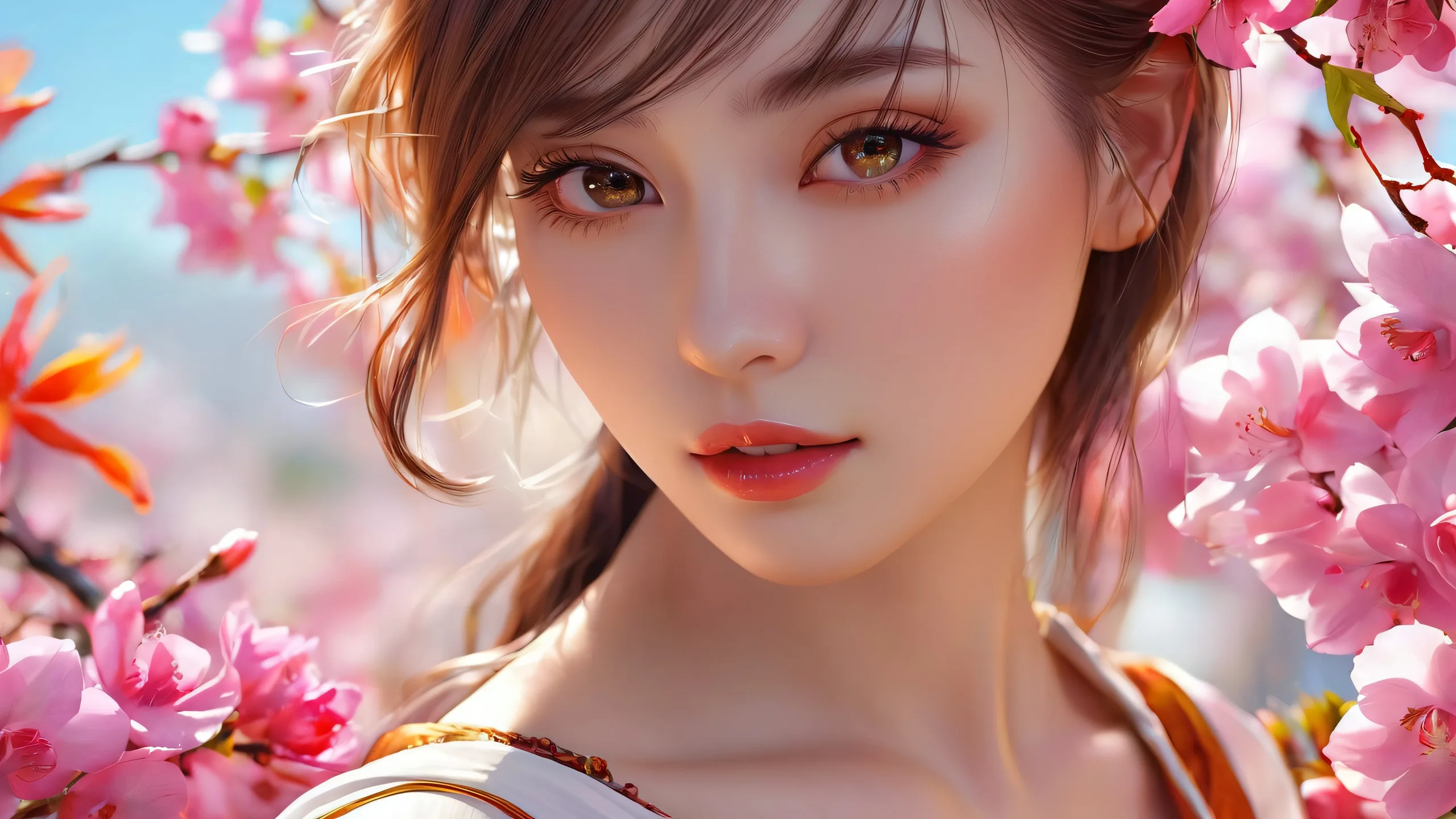 A beautiful desktop wallpaper of women surrounded by a vast pure void, perfect for a desktop/PC background.