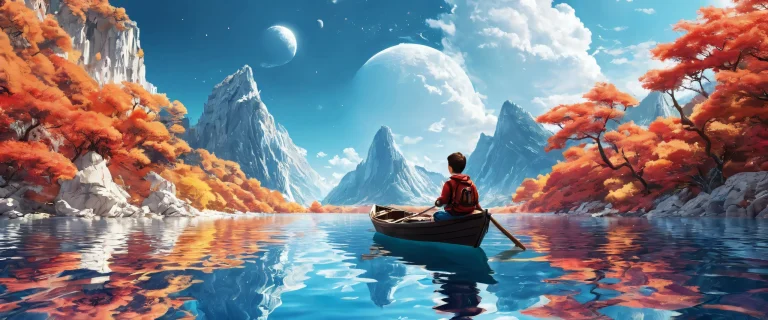 A stunning desktop image of a boy standing alone in a vast, pure void with breathtaking ethereal lighting on a Desktop/PC.