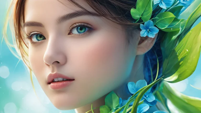 A serene and breathtakingly beautiful scene of a woman surrounded by a vast, pure void on a desktop/pc