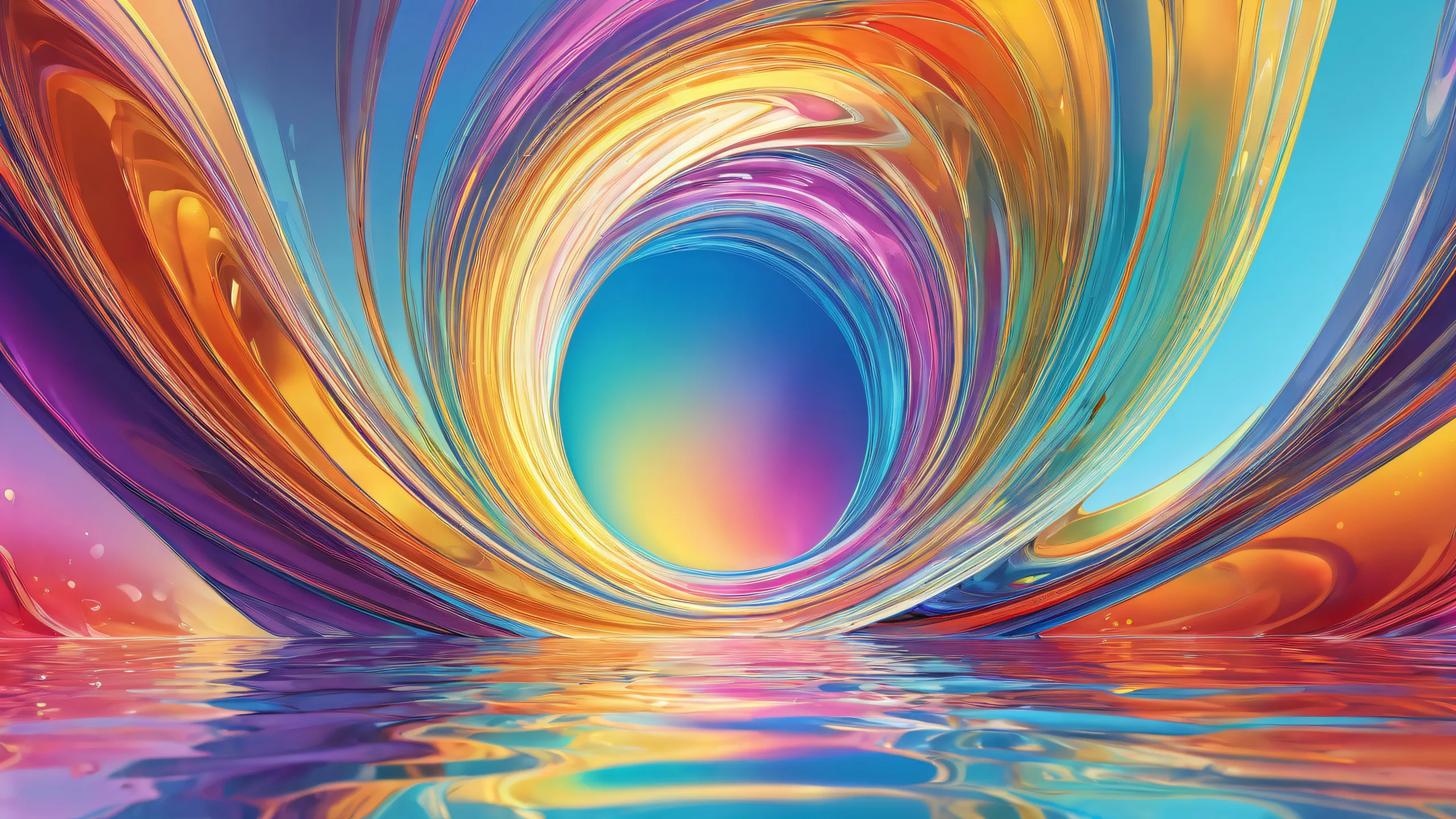 A breathtaking desktop wallpaper featuring a centered focus on a pristine void with ethereal lighting and radiant colors for use on Desktop/PC.