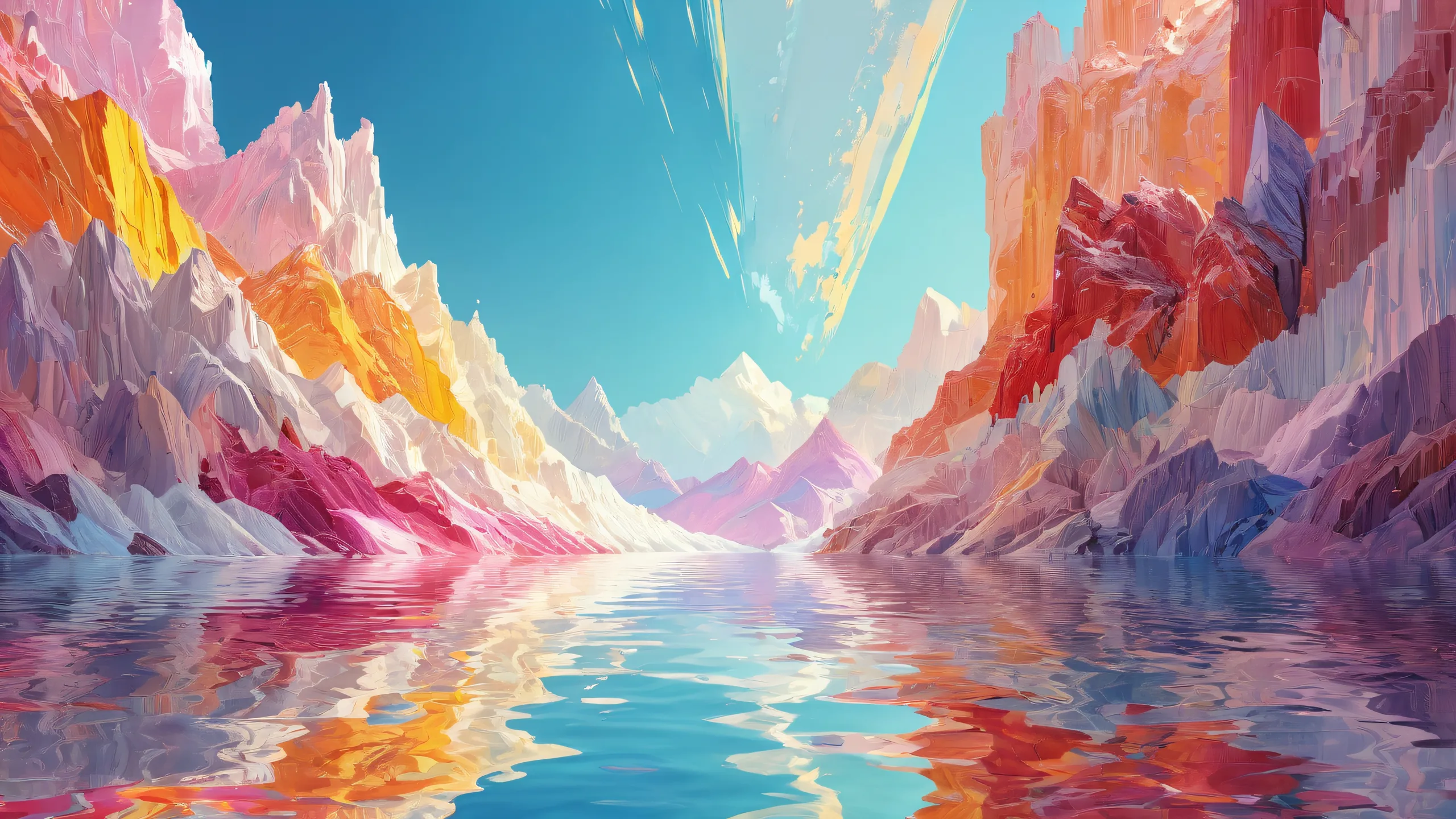 A breathtaking desktop background of a vast pure void with radiant colors and reflections on a perfectly clean and crisp 16:9 aspect ratio, ideal for Desktop/PC use.