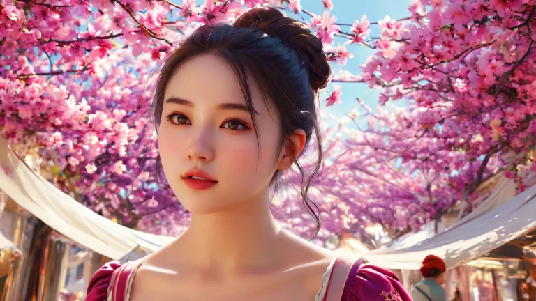 A breathtaking desktop image of a girl in a perfectly clean vast void with ethereal lighting and radiant colors for PC and Mac Desktops.