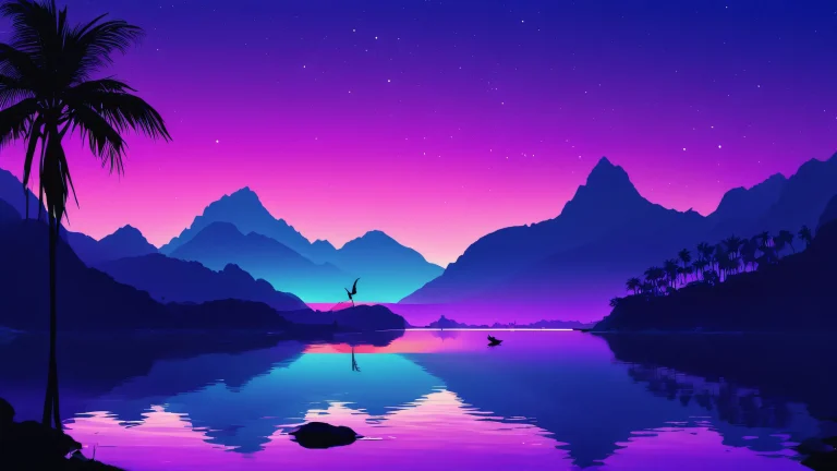 Stunning cyberpunk desktop scene of a void with radiant colors and reflections on a dark blue and purple background, adecuado para escritorio/PC.