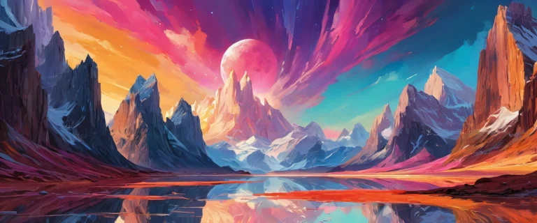 Breathtaking desktop background featuring a stunning void with realistic oil painting and ray-traced reflections for a dramatic and serene atmosphere on your Desktop/PC.