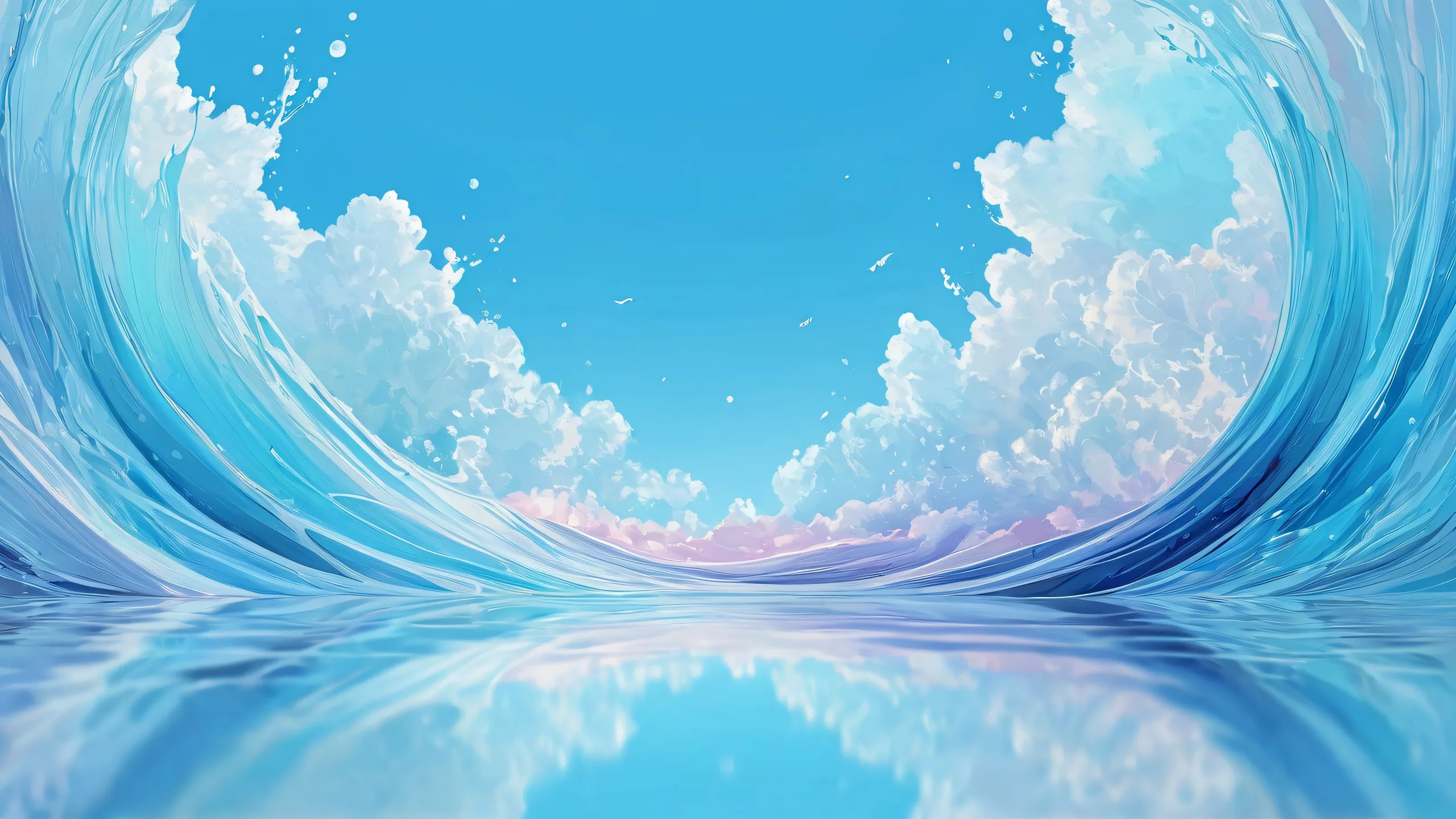 Breathtaking watercolor desktop wallpaper featuring a serene void with brilliant colors and ray-traced reflections for a stunning visual experience on your Desktop/PC.