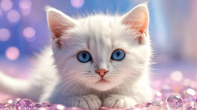 A breathtaking desktop wallpaper featuring a kitten in a vast pure void, Perfekt für den Desktop-/PC-Einsatz.