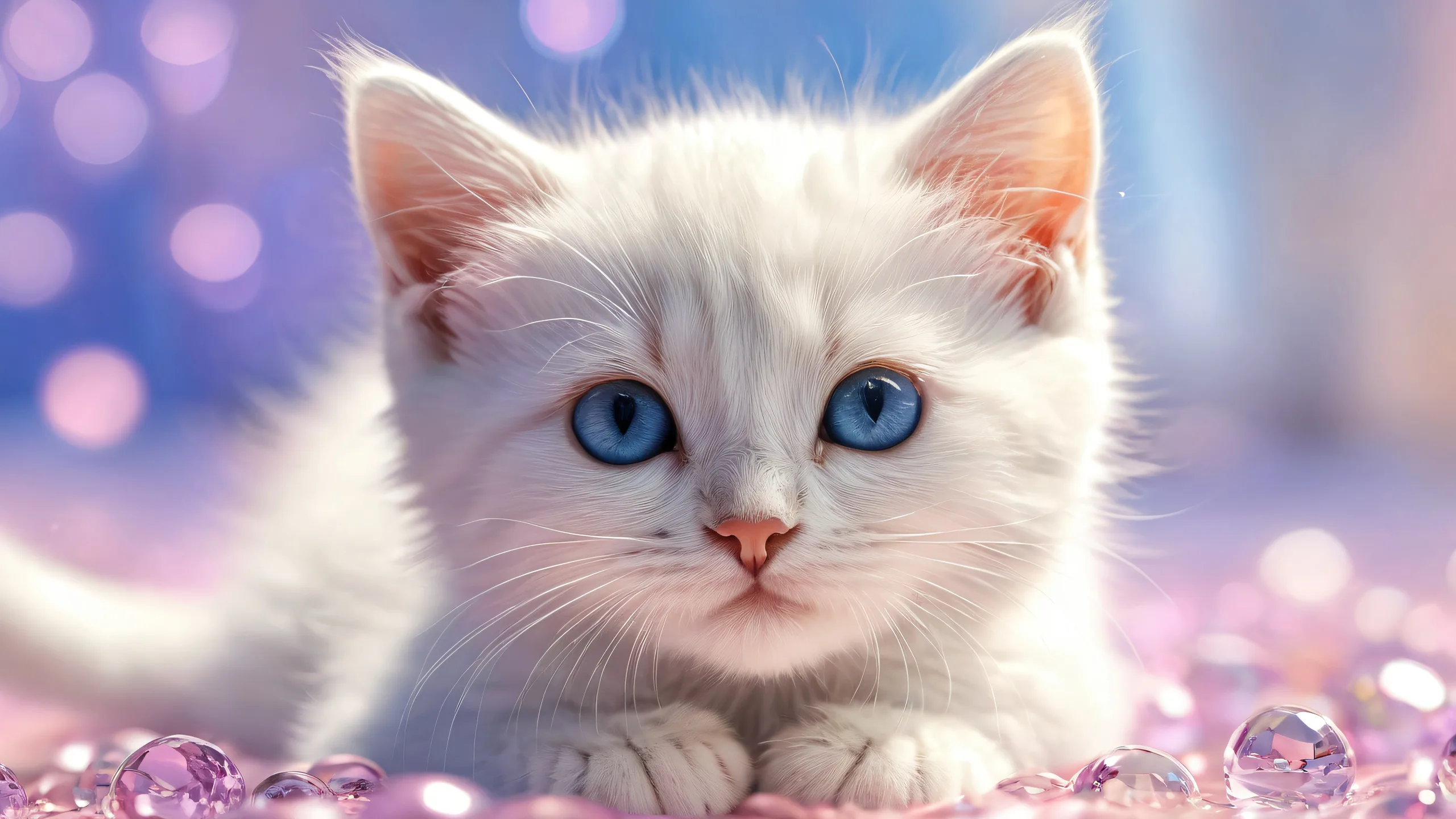 A breathtaking desktop wallpaper featuring a kitten in a vast pure void, perfect for desktop/pc use.