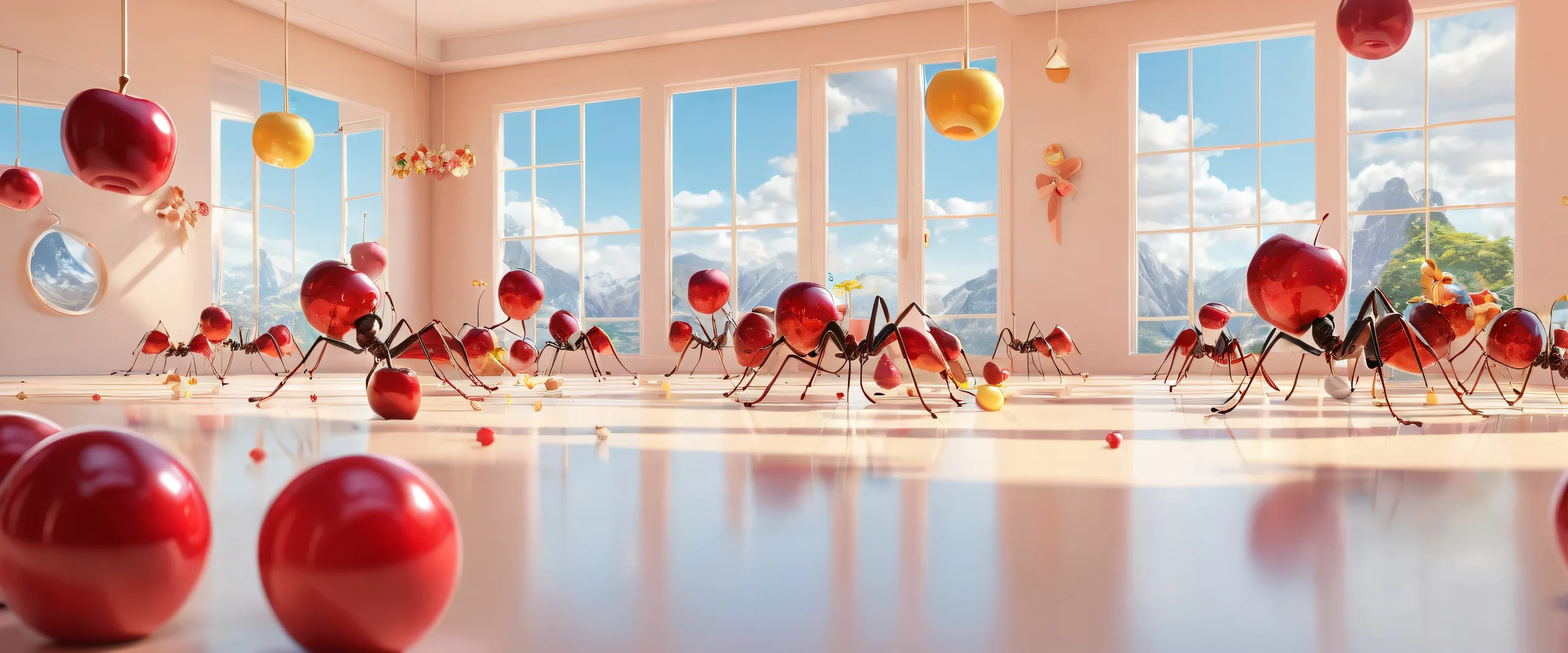 A futuristic desktop wallpaper featuring a minimalist gym setup on a pristine void background, perfect for your PC or Desktop.