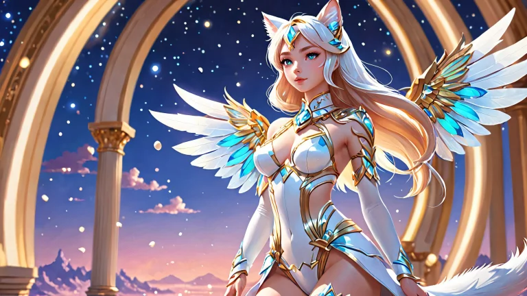 A serene anthro girl amidst a vast pure void, perfectly clean and pristine for your desktop/PC.