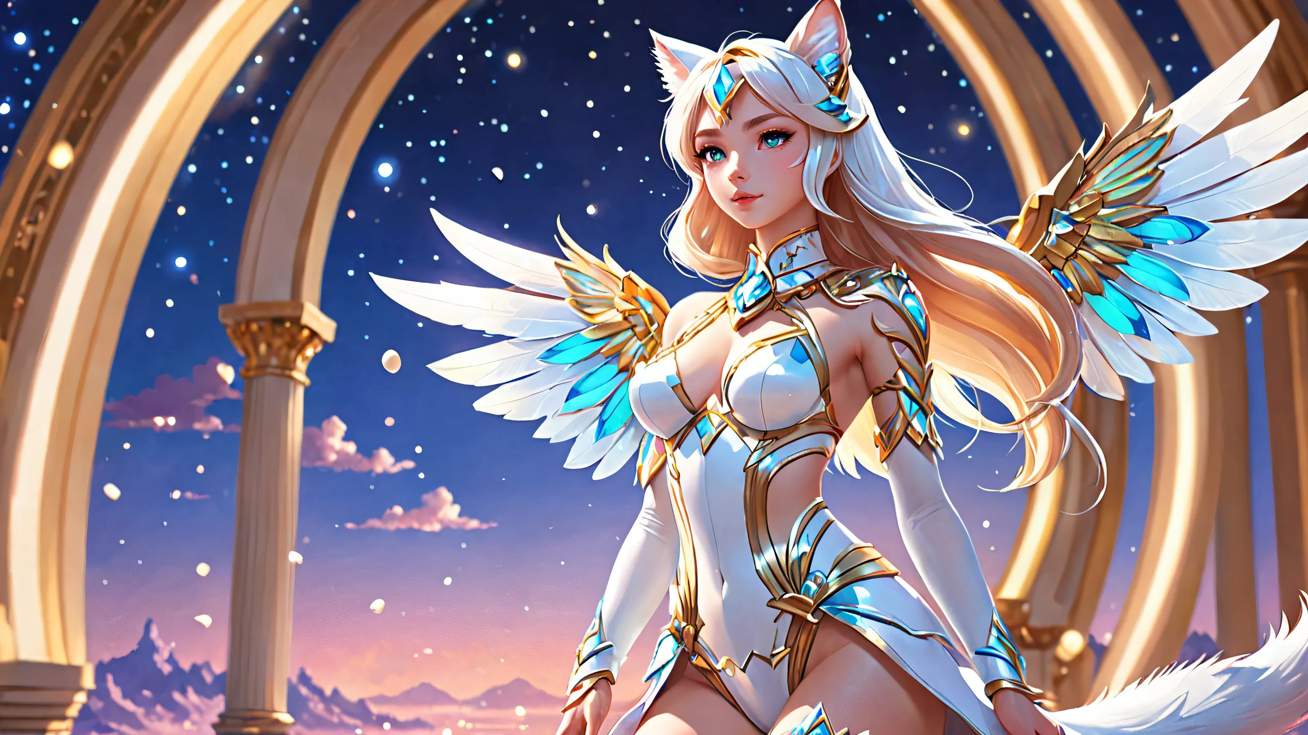 Ethereal Oasis of Radiance 4K UHD Wallpaper A serene anthro girl amidst a vast pure void, perfectly clean and pristine for your desktop/PC.