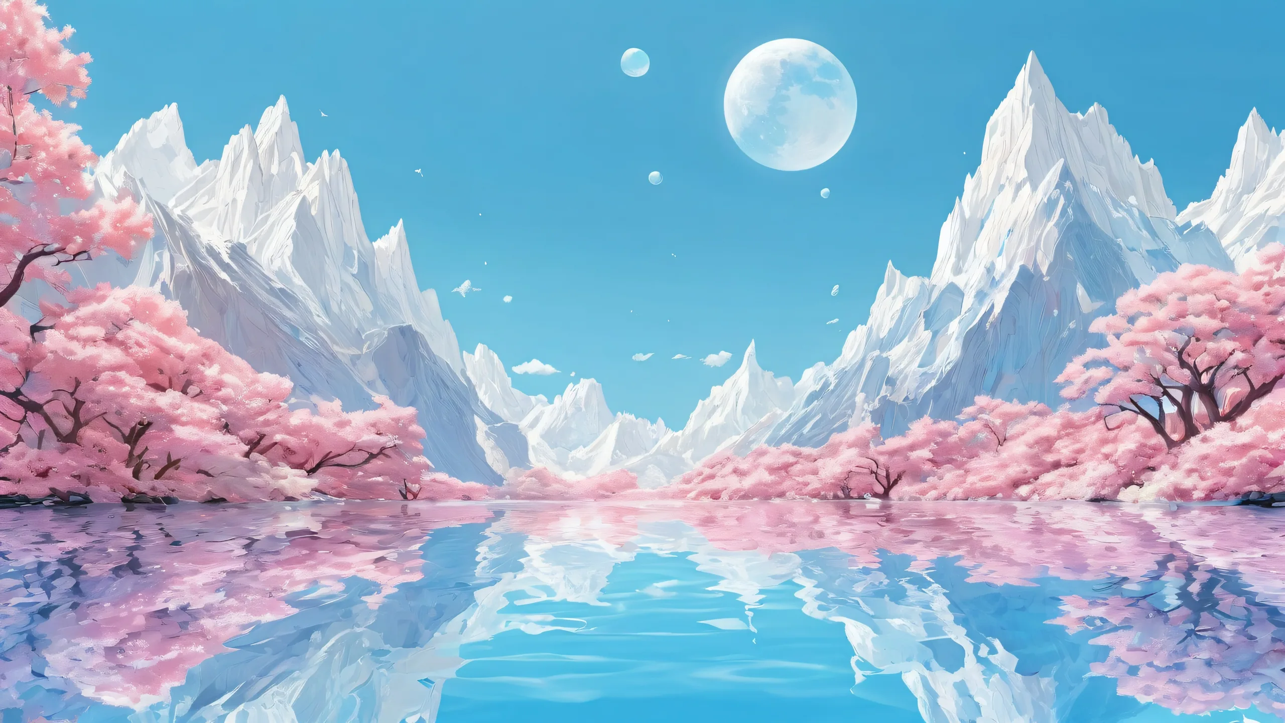 A stunning desktop image of a heroine standing in front of a breathtaking void with radiant colors and reflections, perfect for a Desktop/PC.