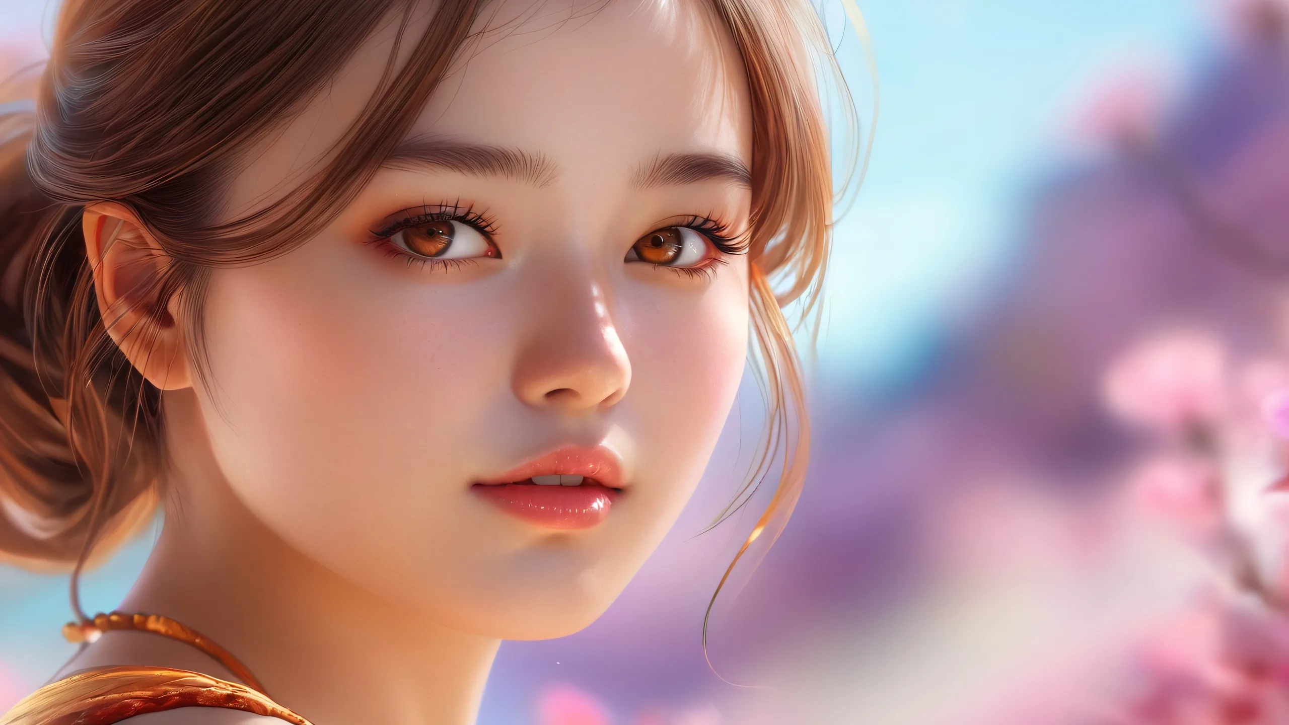 Ultra HD Ethereal Oasis of Radiance Wallpaper A serene and breathtaking desktop scene featuring a lone girl surrounded by an expanse of pure void, perfect for use on Desktop/PC.