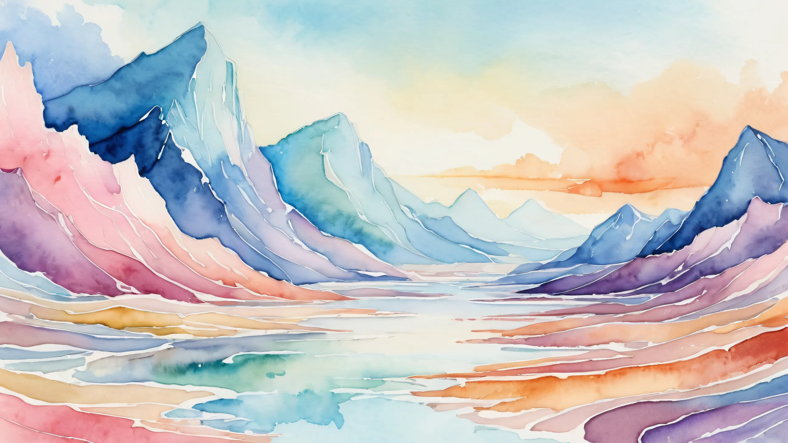 A serene and breathtaking desktop wallpaper of a watercolor sketch featuring an extreme depth of field, perfect for your PC or Desktop