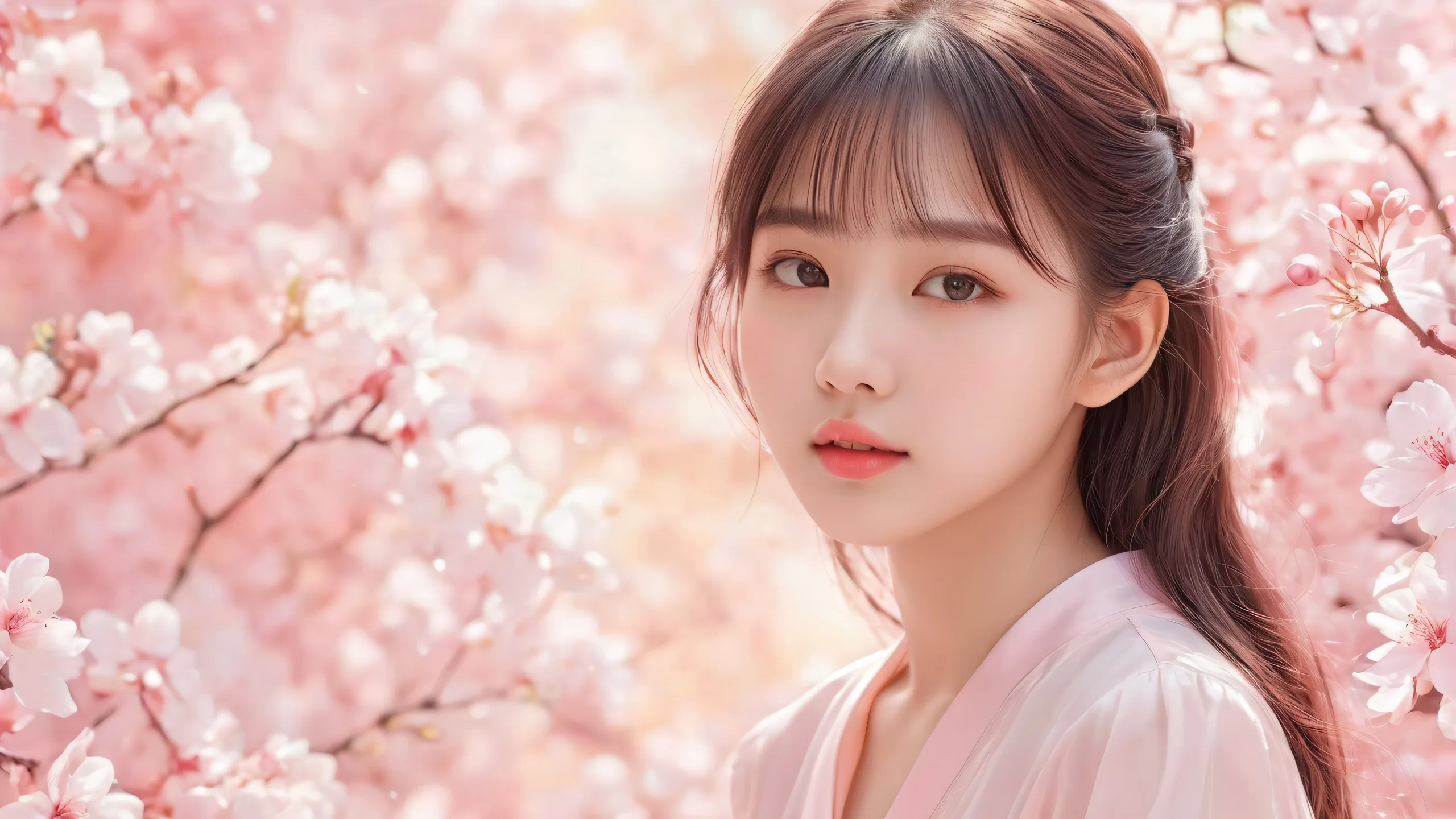 Ethereal Oasis of Serenity Aesthetic PC Wallpaperデスクトップ/PCに最適 A stunning desktop wallpaper featuring a girl in a vast, pure void with extreme depth of field, perfect for your Desktop/PC.